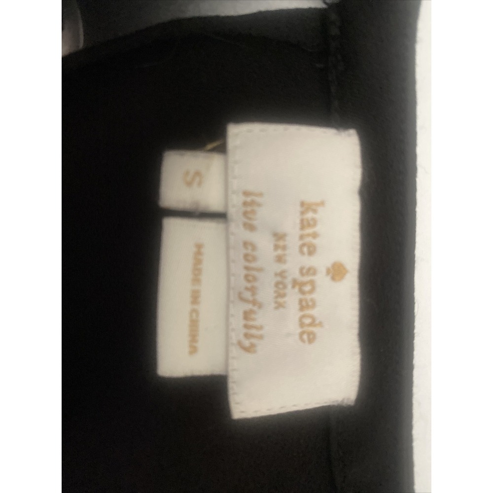 Kate Spade‎ Top Black Ruffle Top Short Sleeve S EUC - Picture 6 of 6